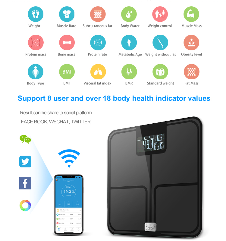 BMI-Waage Intelligente digitale Badezimmer-Funkwaage