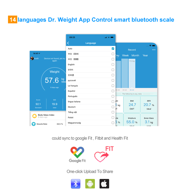 Körperanalysewaage mit Smartphone-App-Waage