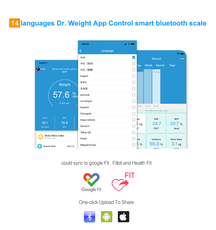 BMI und Muskelmassewaage mit App
